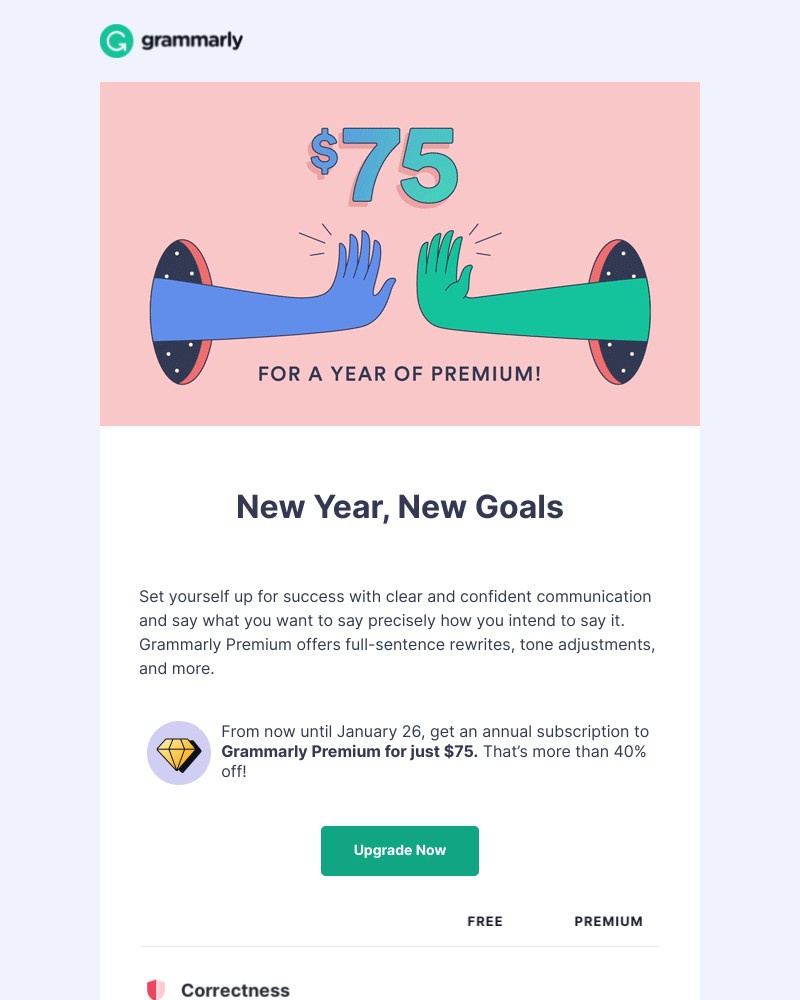 Grammarly - $75 New Year sale: Achieve your writing resolutions