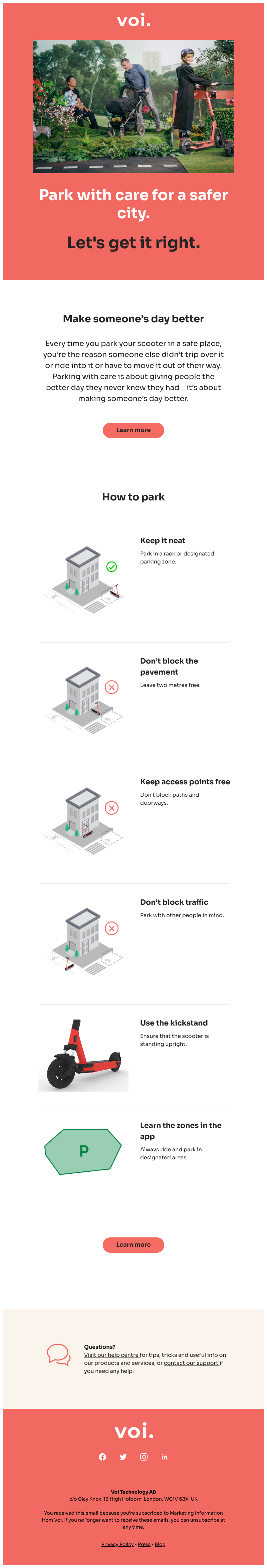  - Park with care for a safer city.