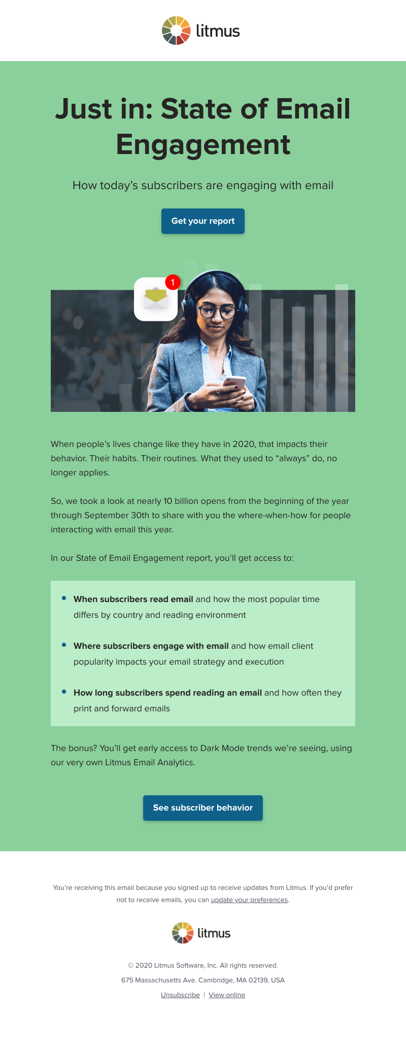 Litmus - Peek into Dark Mode adoption & email engagement trends