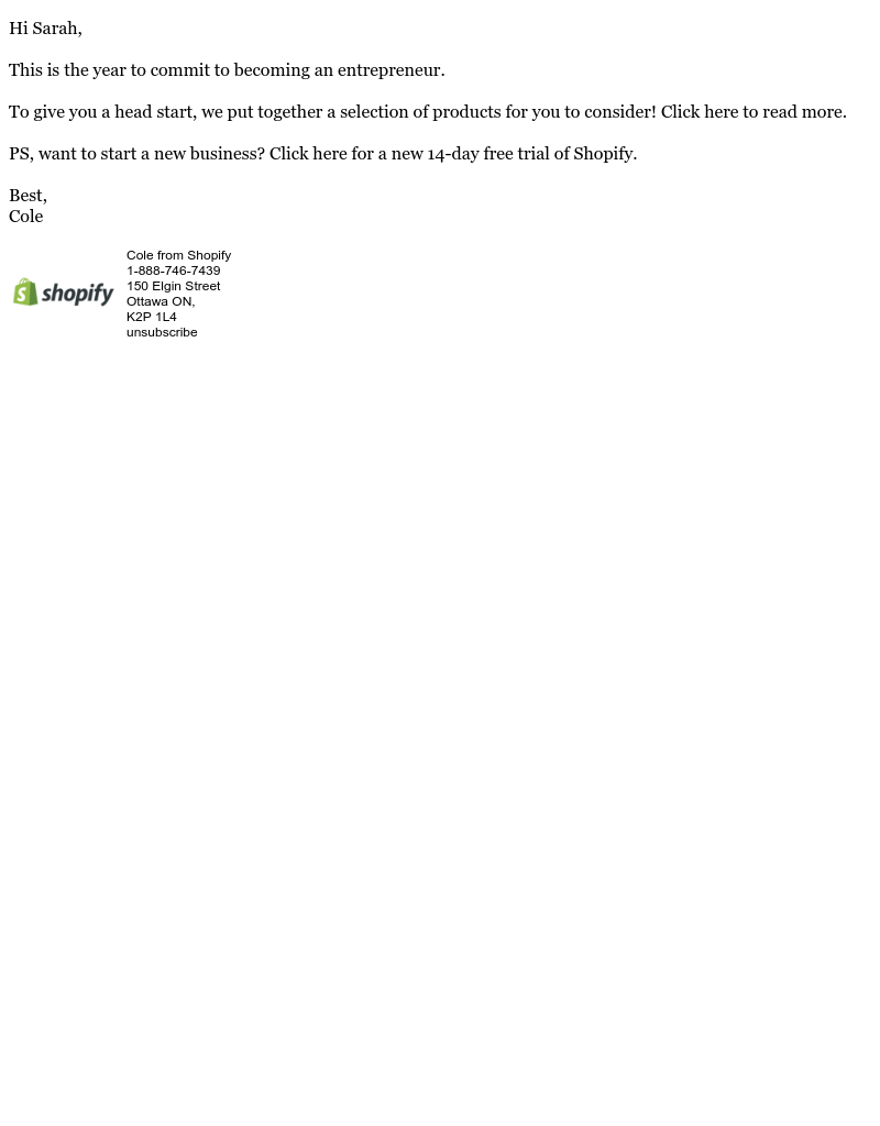 Shopify - Sarah, your 10 product recommendations for 2019