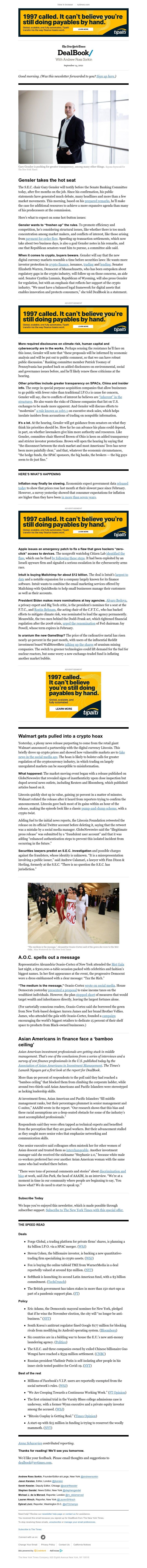 The New York Times - DealBook: What’s Gary Gensler’s plan?