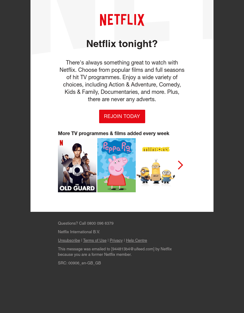 Netflix - Sarah, spend on experiences not things. Make time for rest, relaxation and some Netflix 😉
