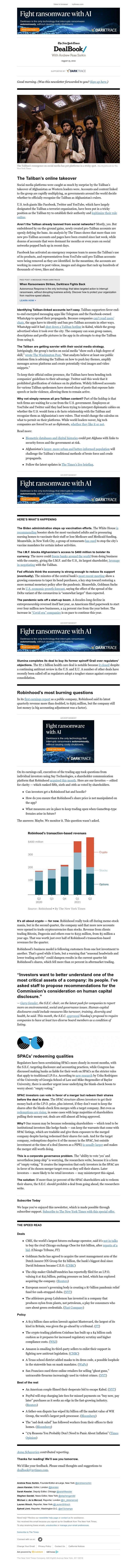 The New York Times - DealBook: Big Tech and the Taliban