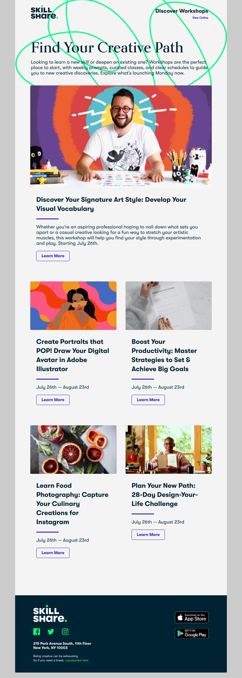 Skillshare - Starting Monday: 5 Workshops to Spark Your Creativity