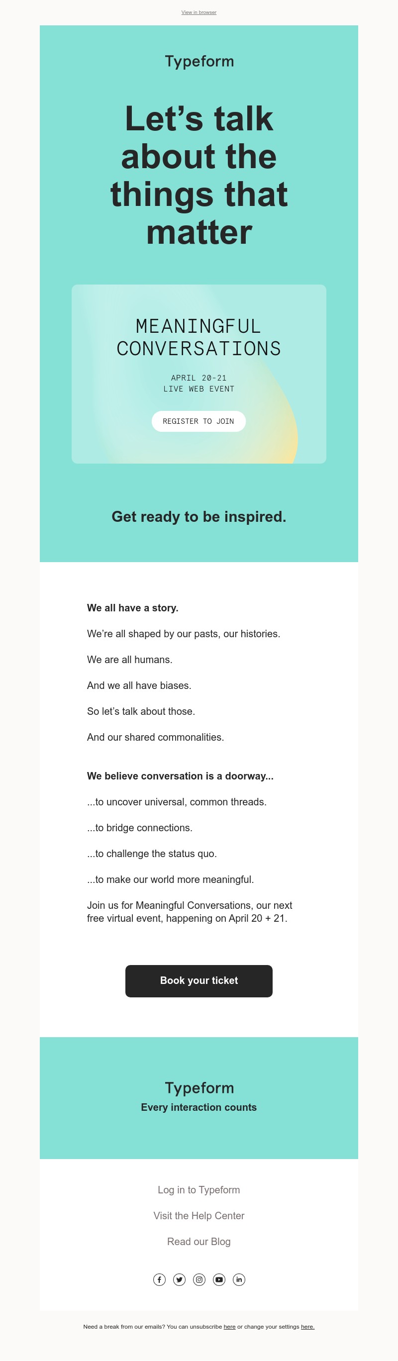 Typeform - Join us for Meaningful Conversations | April 20-21
