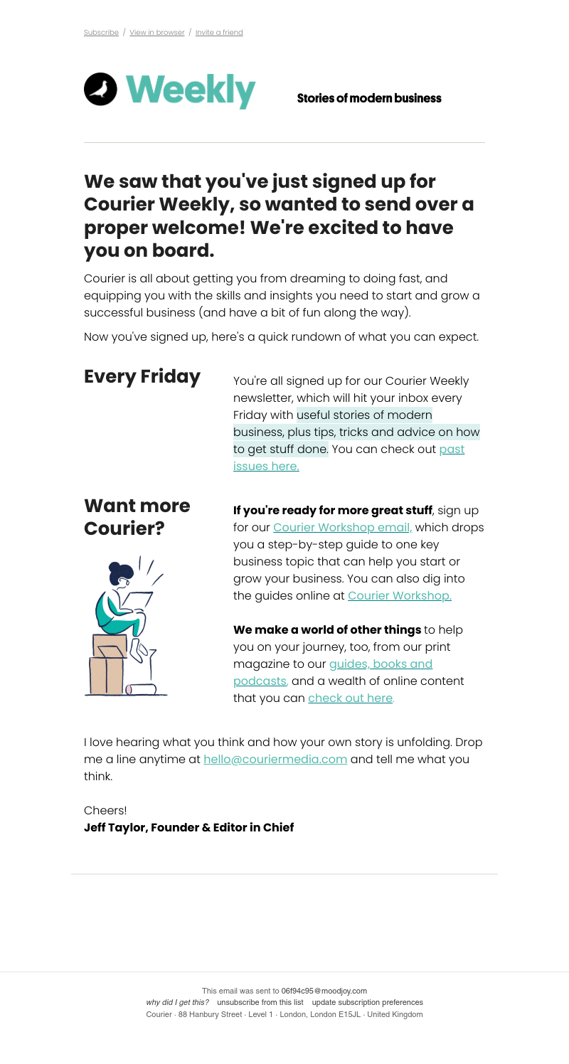 Mailchimp - 👋 Welcome to Courier Weekly