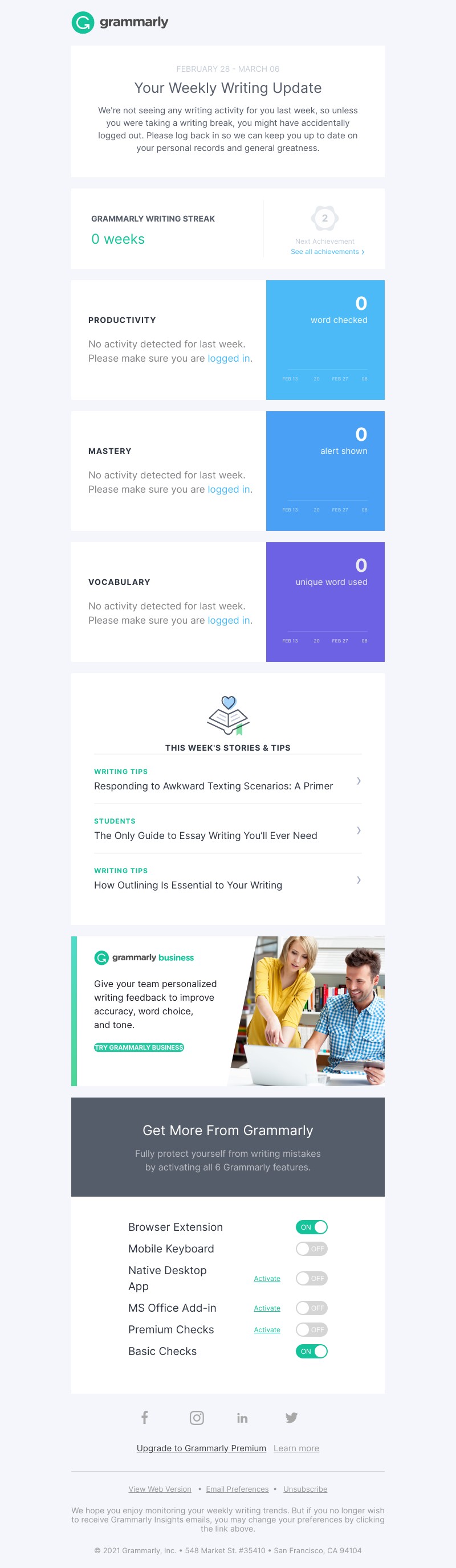 Grammarly - Uh oh – you might be logged out.