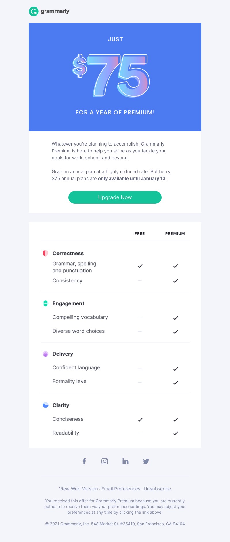 Grammarly - Don’t miss out on a $75 annual plan