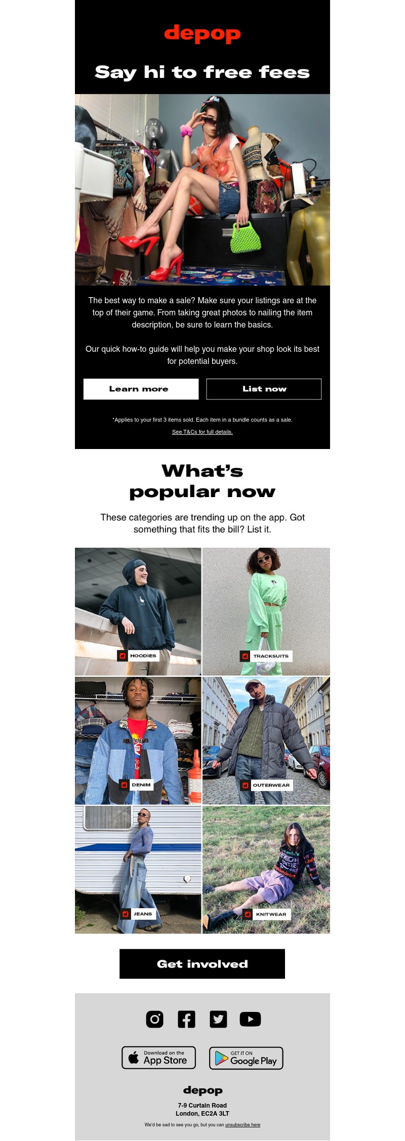 Depop - Say hi to free fees