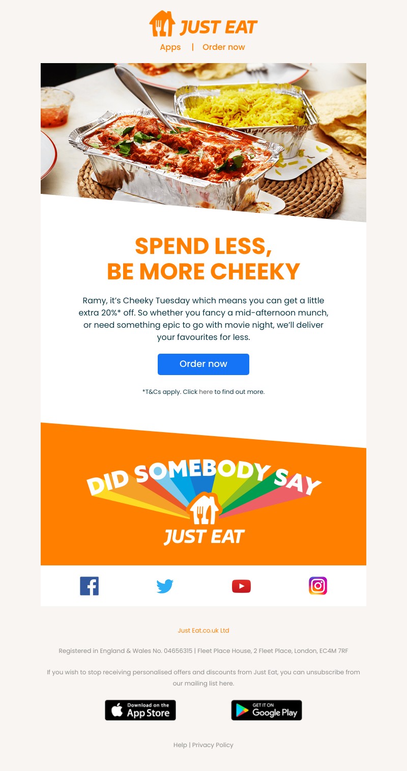 Just Eat - Ramy, enjoy great food for less 😋