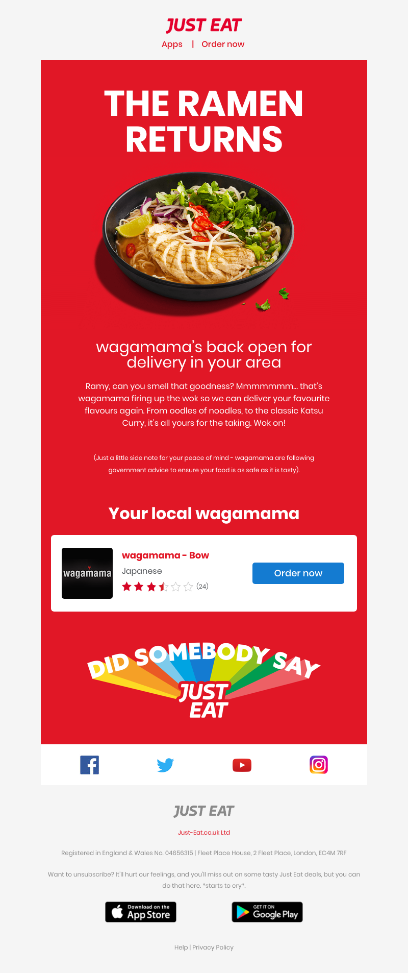 Just Eat - Ramy, wagamama is open in your area! 🍜 