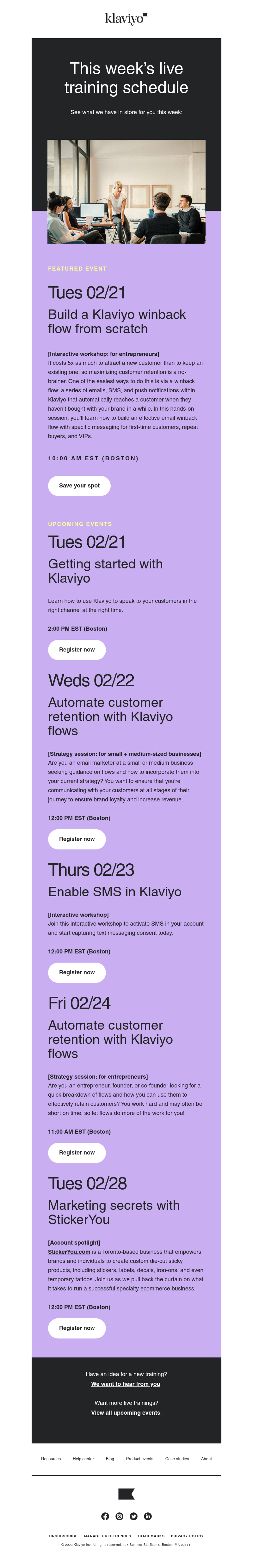Klaviyo - Learn live with Klaviyo customer ed this week