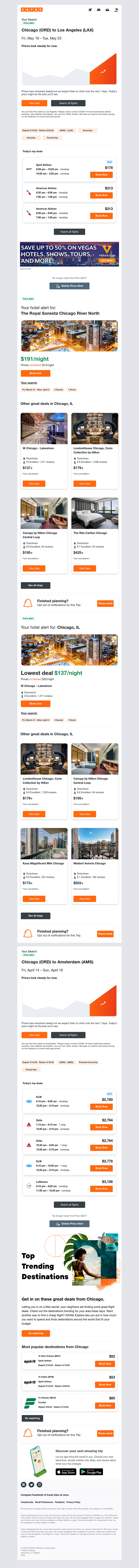 Kayak - Price Alert: Airfare holding steady for your Chicago to Los Angeles flight