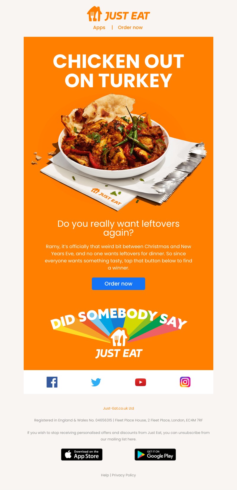 Just Eat -  Ramy, all turkeyed out? 👀  