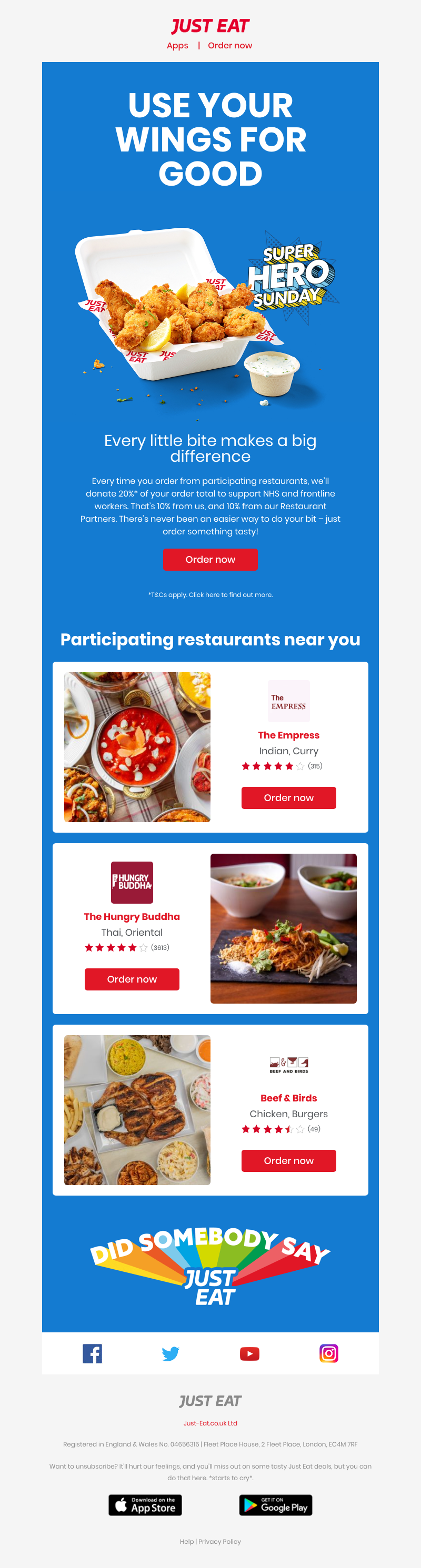 Just Eat - You order. We donate.