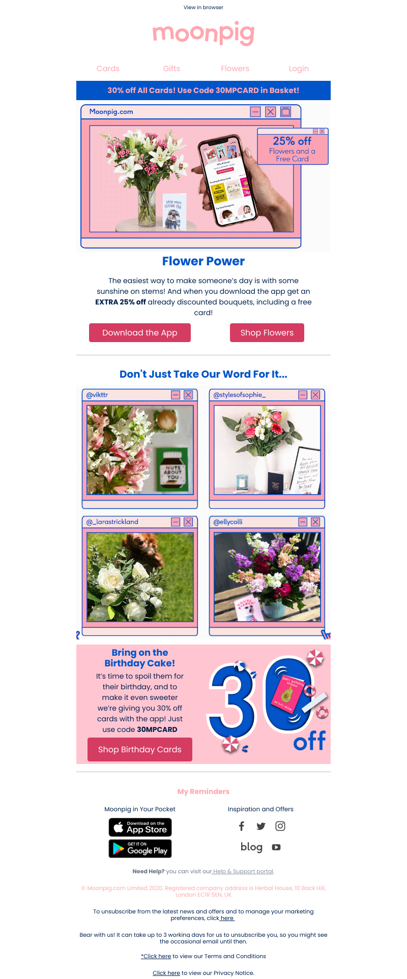 Moonpig - (21/07/2020) You + the app = up to 25% off flowers!! 🤩💐