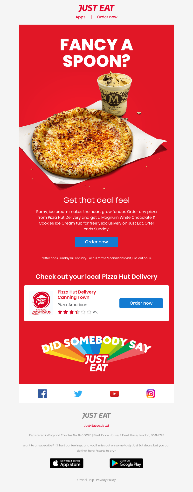 Just Eat - You had me at free ice cream 💗🍨