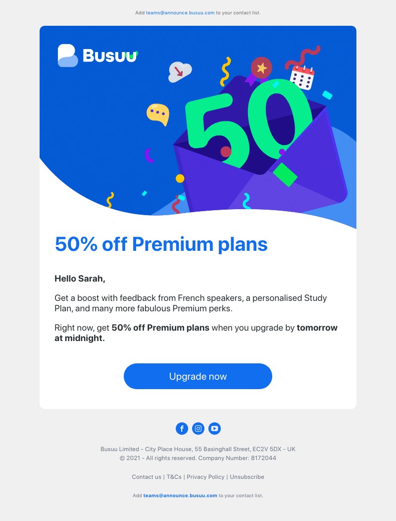 Busuu - Take your French-speaking adventures to new heights with 50% off 💪 