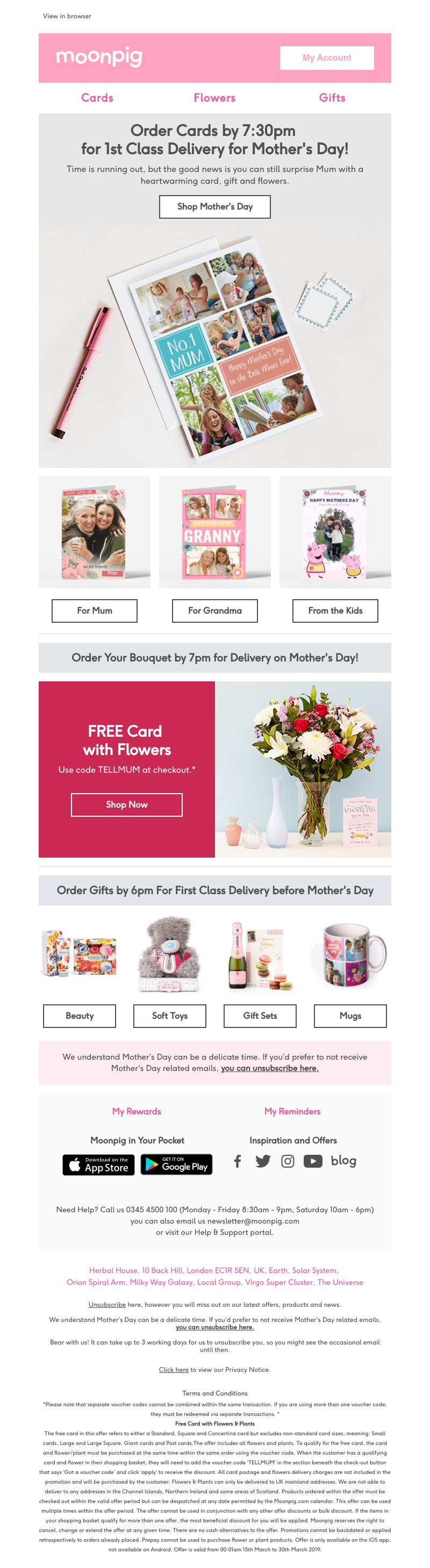 Moonpig - HURRY! Last chance for 1st Class delivery is today!