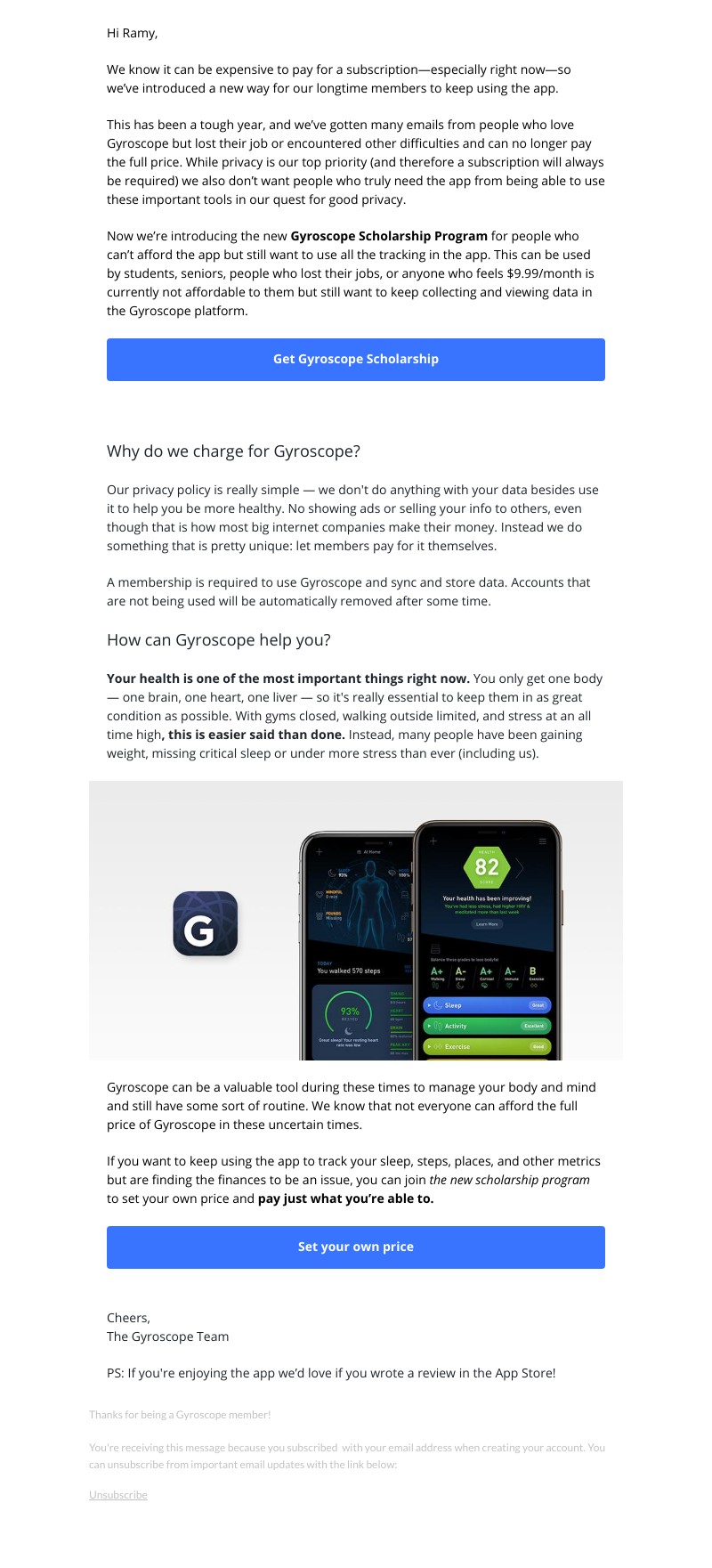 Gyroscope - Want to keep using the app Ramy but just can’t afford the cost? 🙋