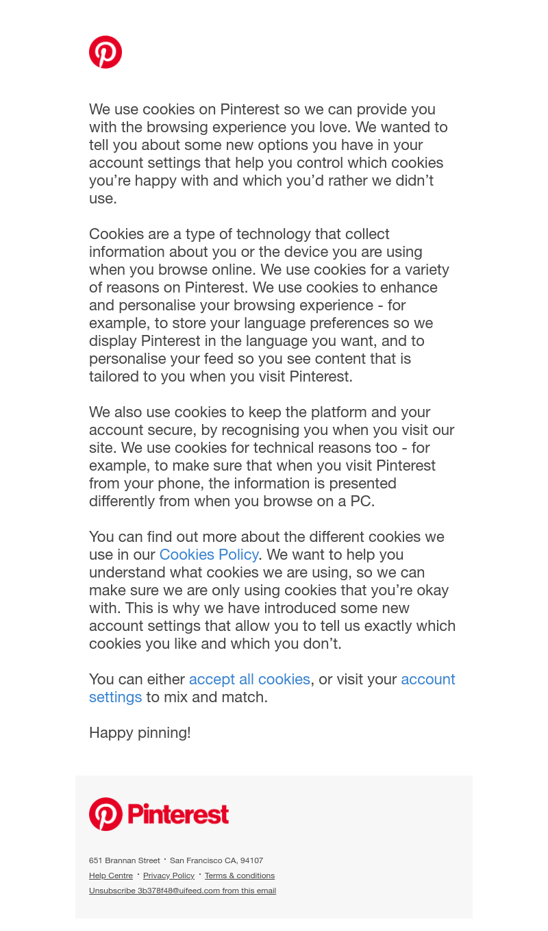 Pinterest - How we use cookies on Pinterest - and your choices