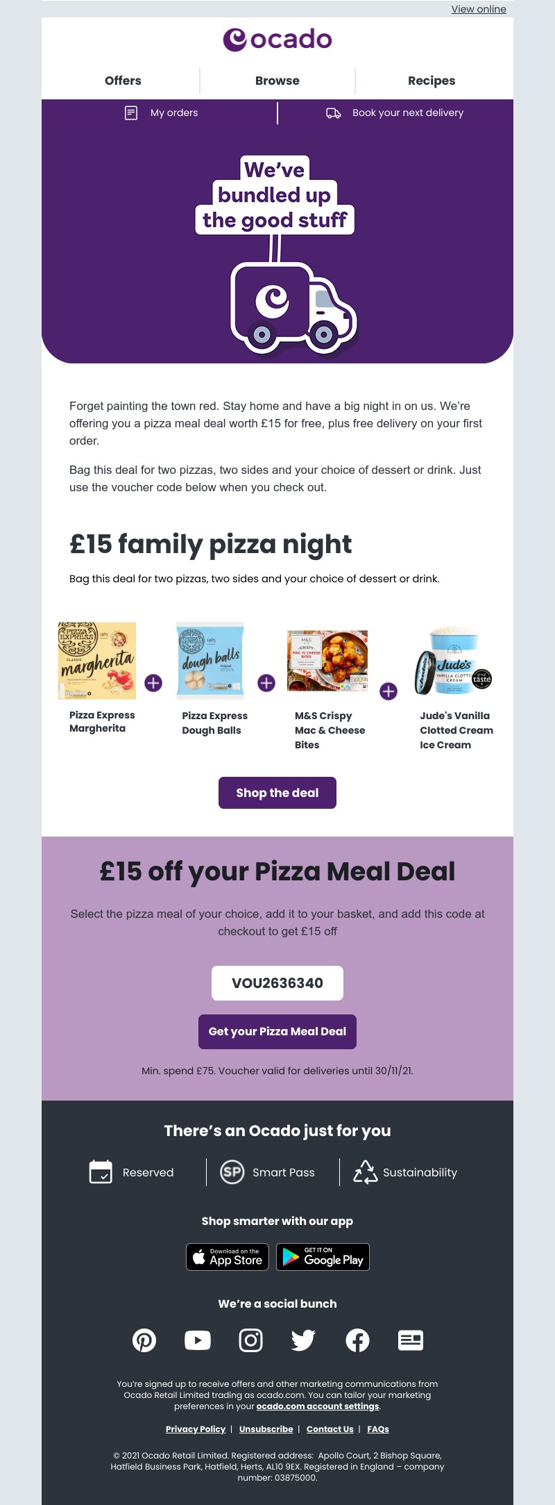  - Don’t miss out – £15 pizza meal deal on us