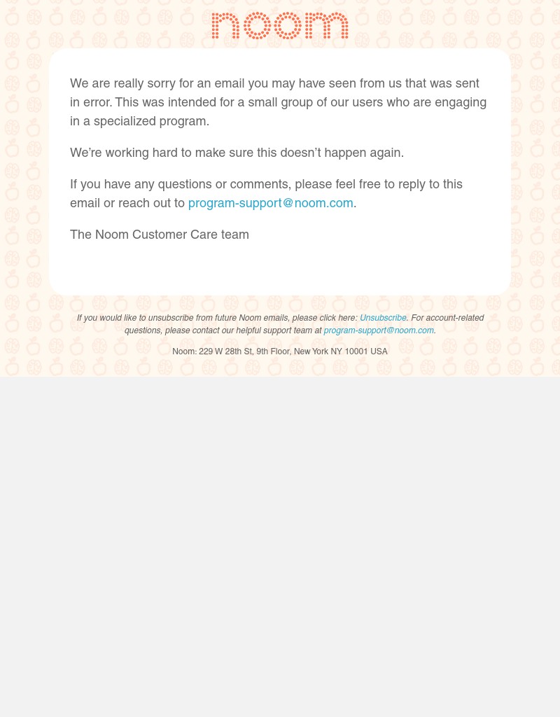 Noom - We Made a Mistake - please ignore our last email
