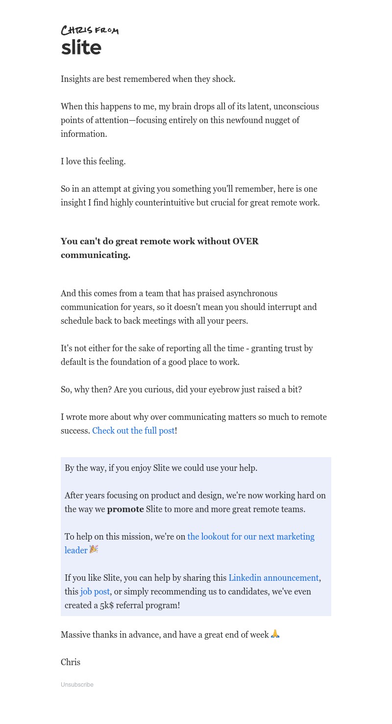 Slite - A counterintuitive tip to better remote