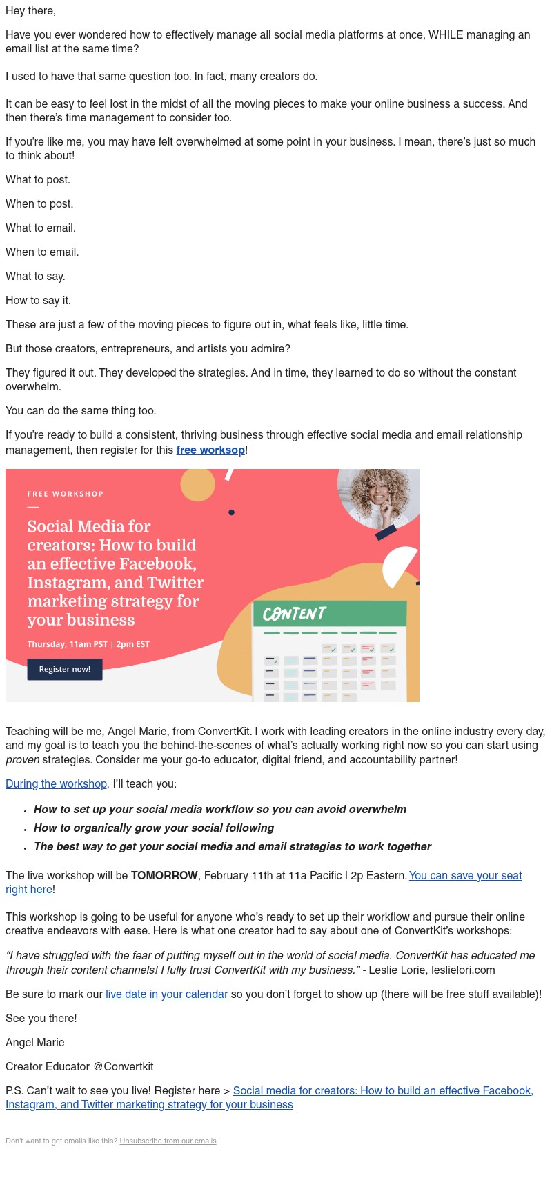 ConvertKit - Want your social media following to grow your business? [Free live training]