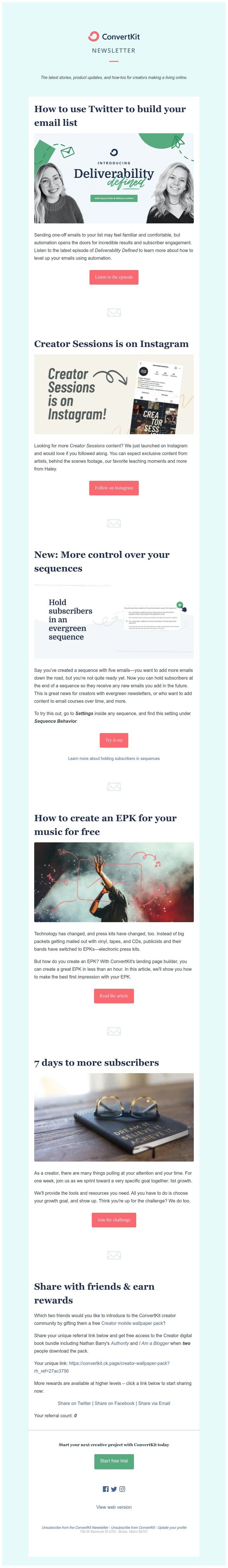 ConvertKit - 7 days to more email subscribers