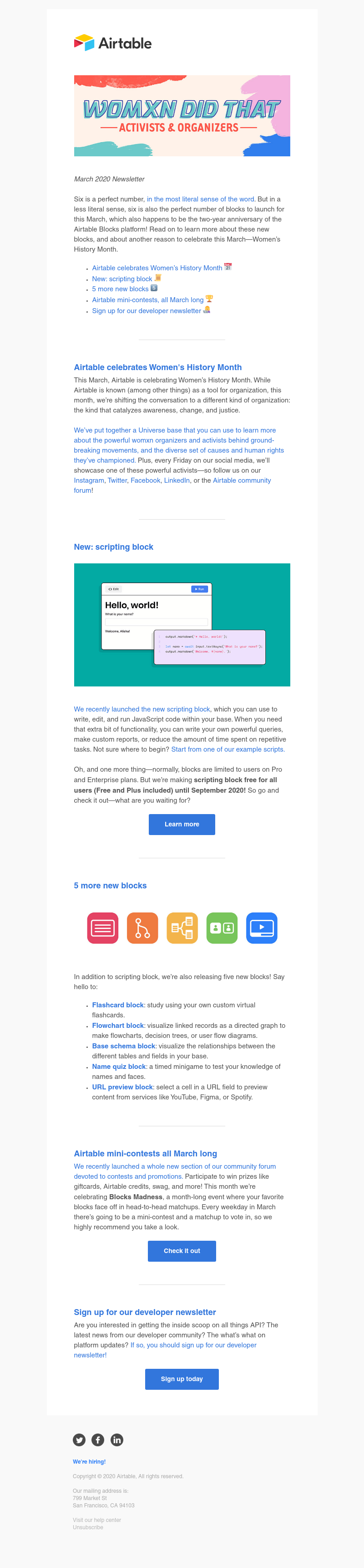 Airtable - 6 new blocks and Women’s History Month celebrations