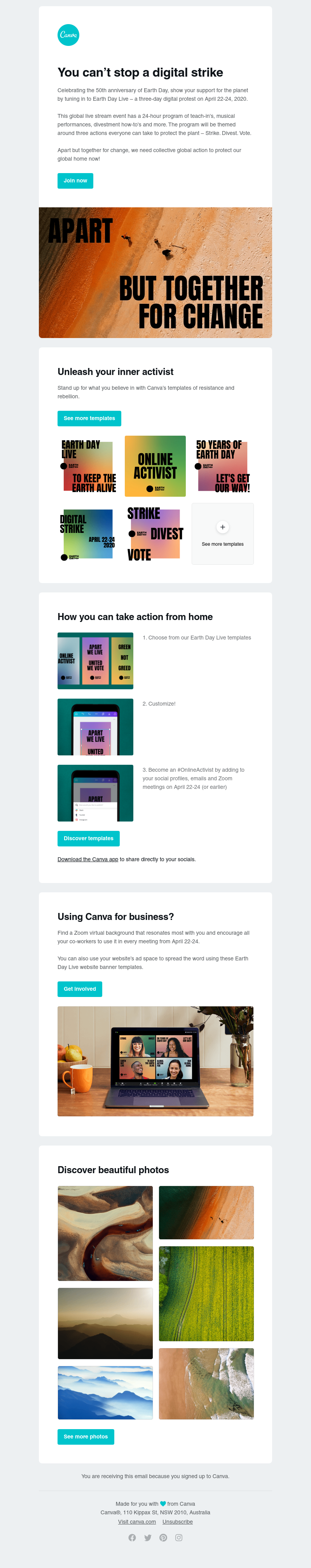 Canva - Become an #OnlineActivist for Earth Day Live on April 22-24, 2020