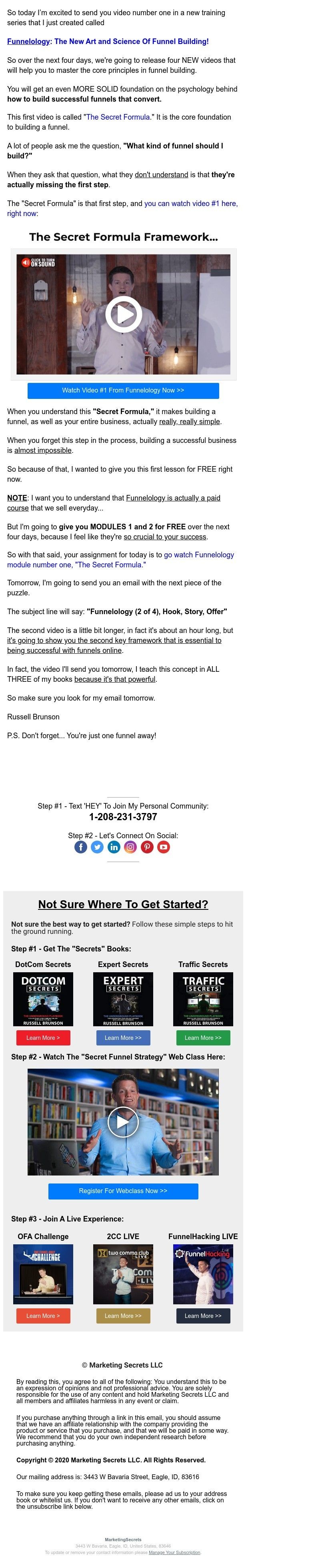 ClickFunnels - Funnelology (Video 1 of 4) "The Secret Formula"
