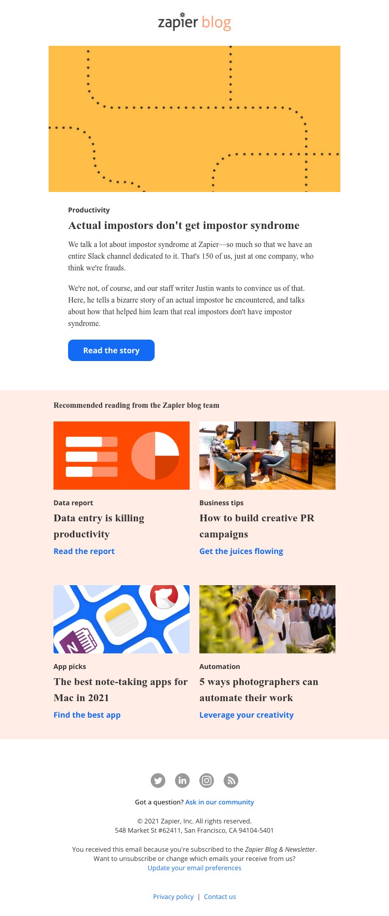 Zapier - Actual impostors don't get impostor syndrome