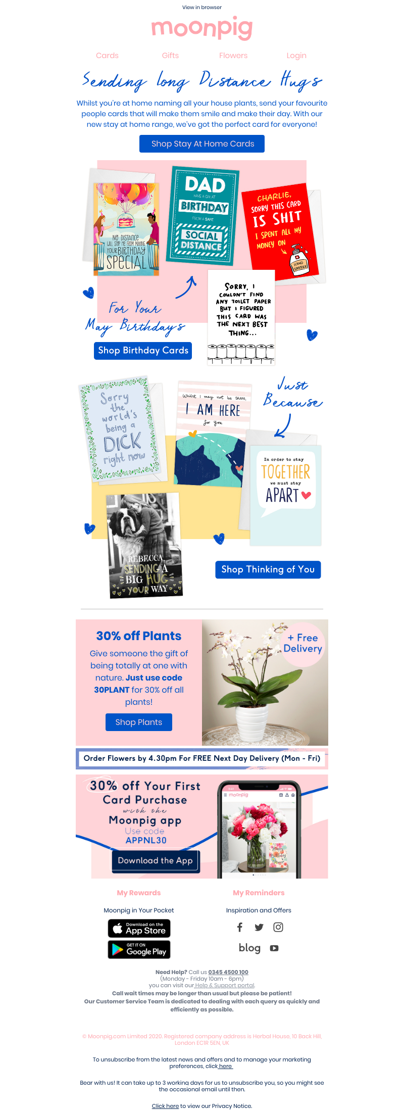 Moonpig - Send hugs with our stay at home cards 🏡✨