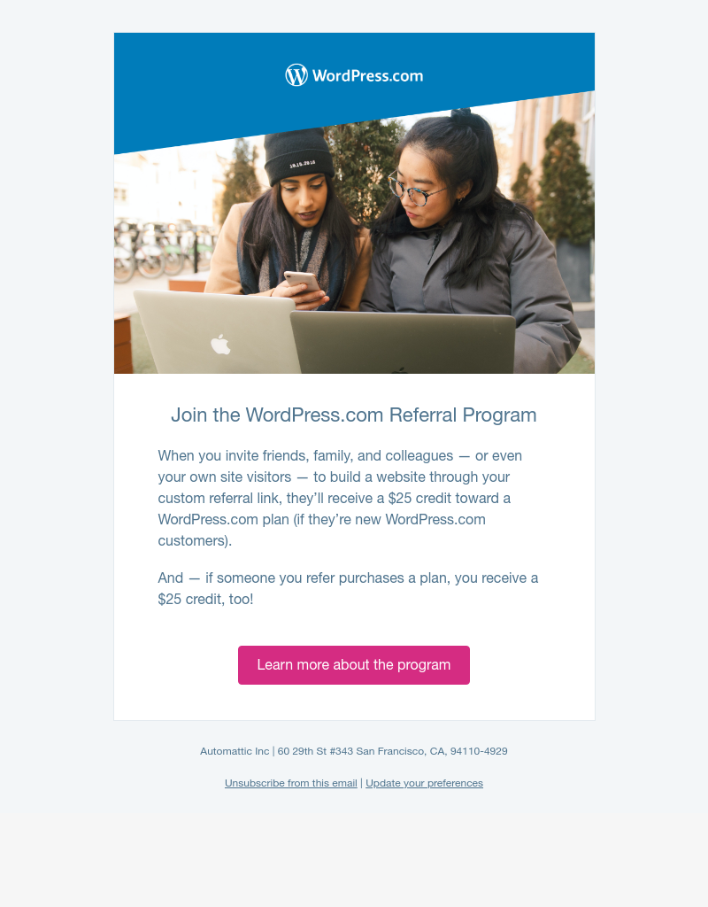 WordPress - Earn WordPress.com credits with the Refer-a-Friend program