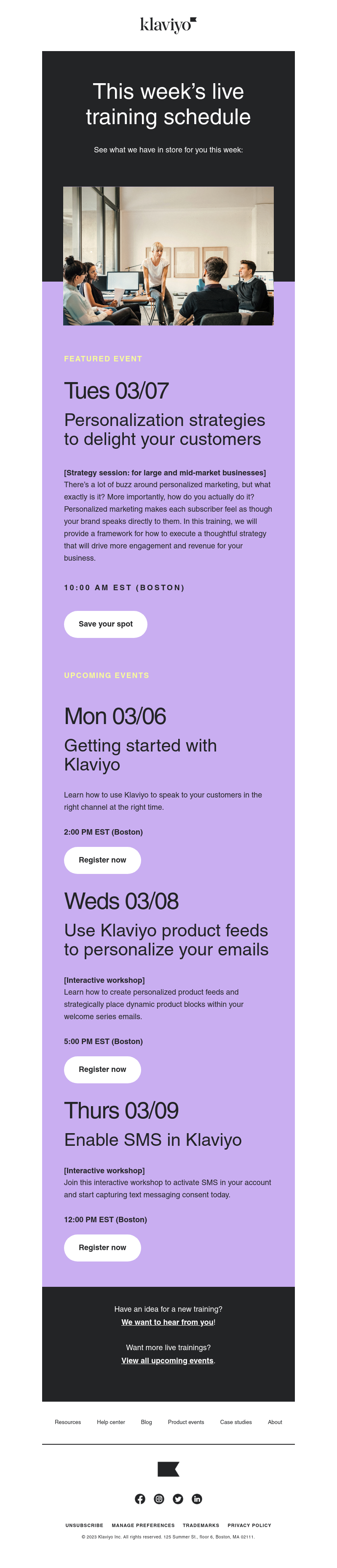 Klaviyo - Learn live with Klaviyo customer ed this week