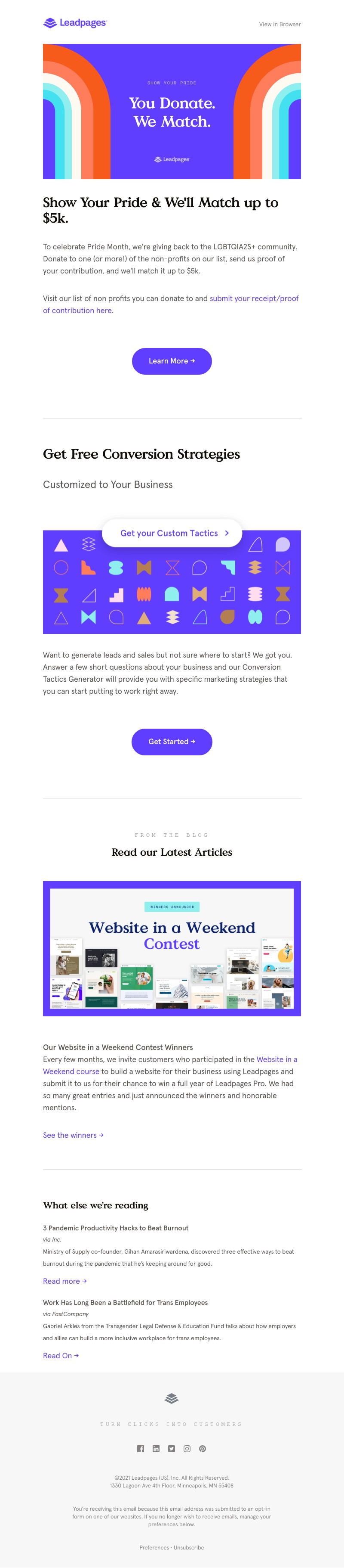 Leadpages - It’s Pride Month. Let’s give back together. 