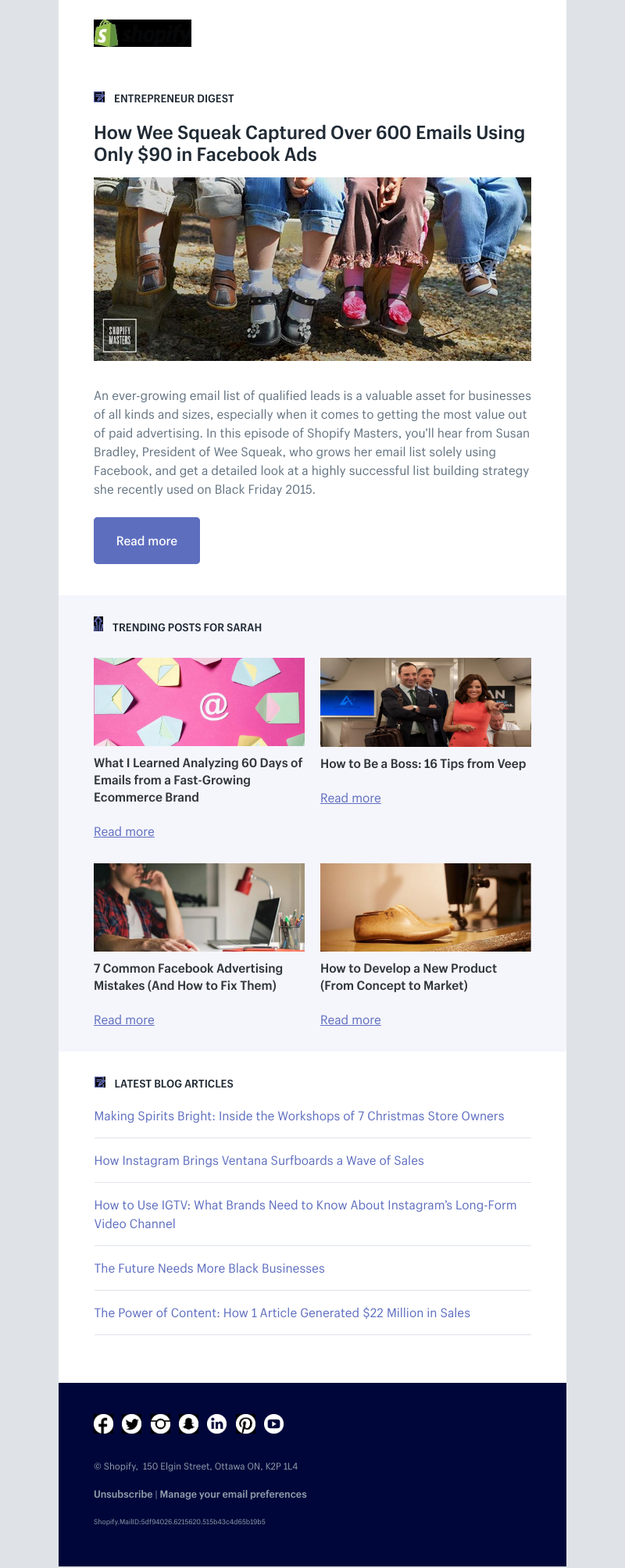 Shopify - How Wee Squeak Captured Over 600 Emails Using Only $90 in Facebook Ads