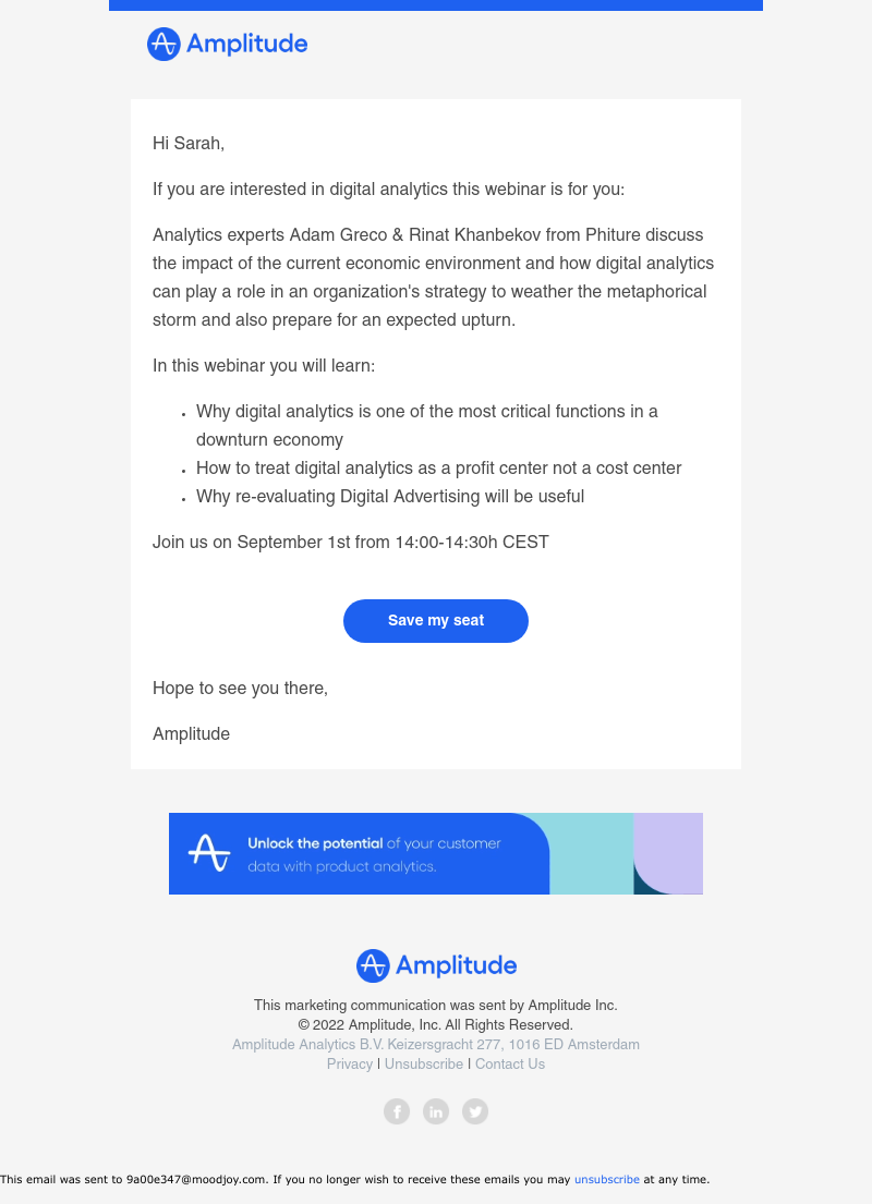 Amplitude - You're invited! Experts Webinar "Digital Analytics in a Downturn"
