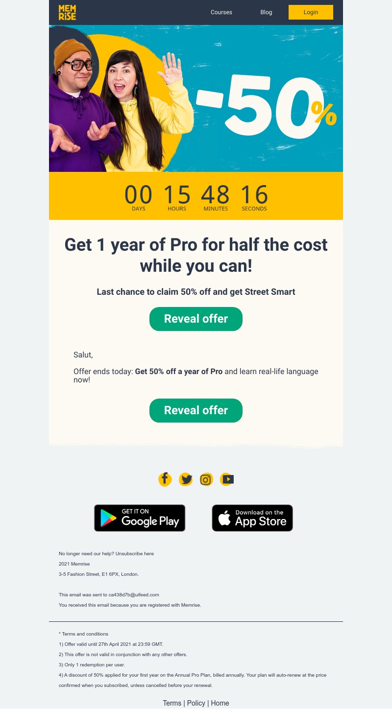 Memrise - LAST DAY to get Street Smart with 50% off Pro! ⏱