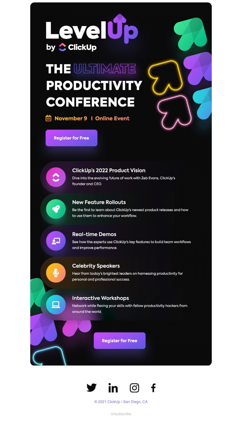 ClickUp - Got plans Nov 9th?
