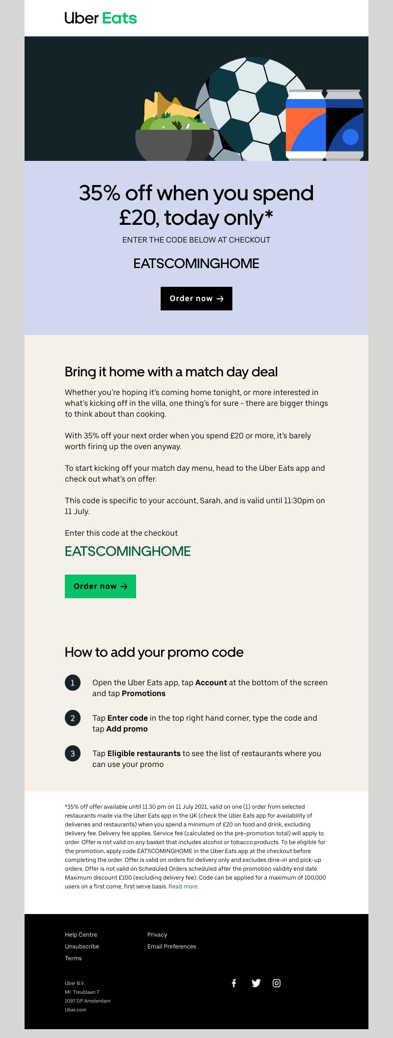 Uber Eats - Bring it home tonight with 35% off