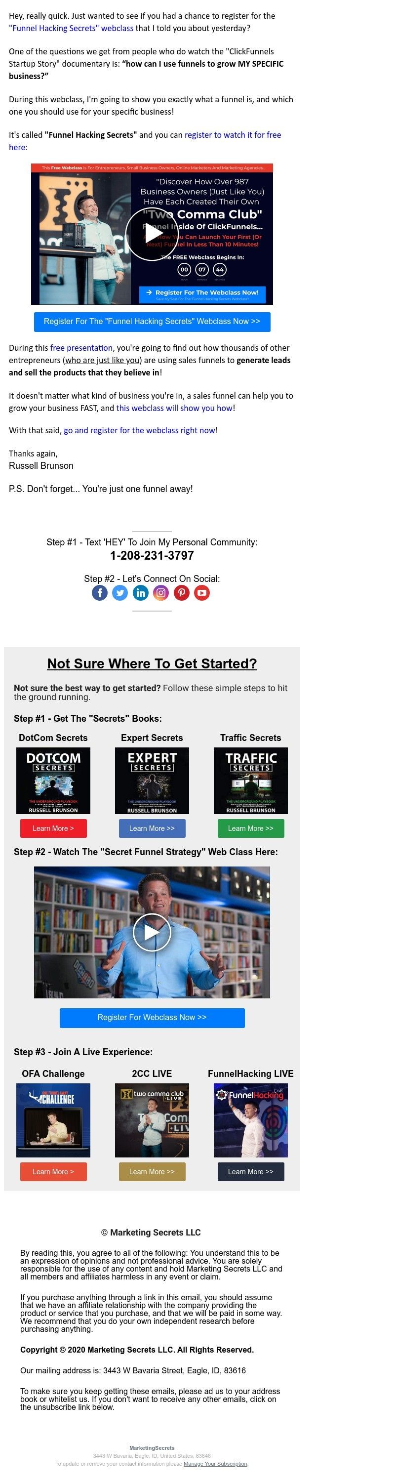 ClickFunnels - ...did you watch the "Funnel Secrets" webclass yet?