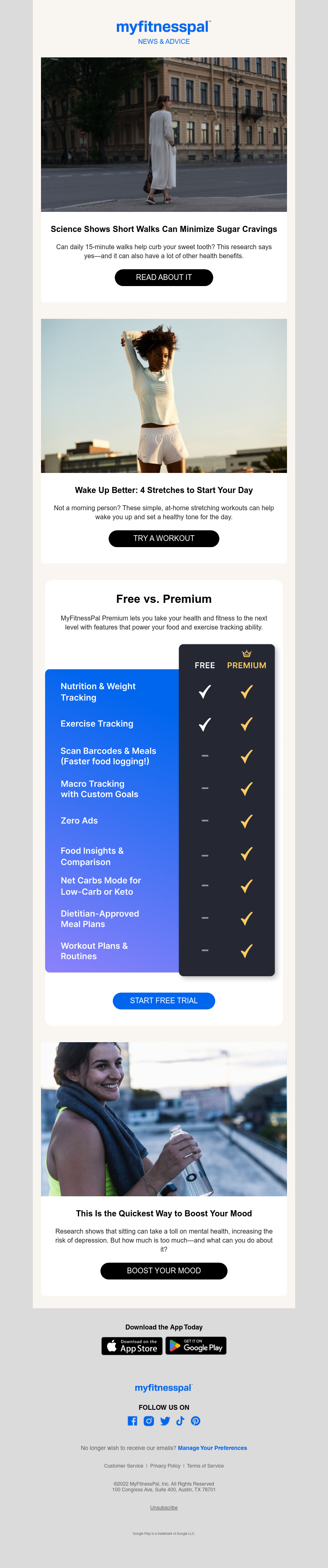 MyFitnessPal - Craving sugar? Science says take a walk...