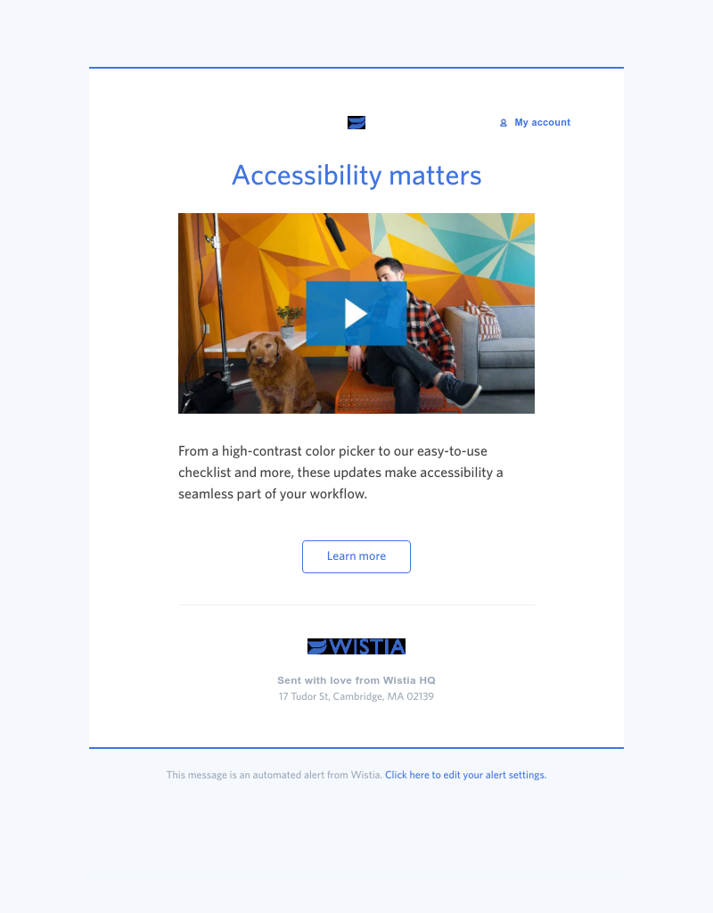 Wistia - New! Accessible player + in-app checklist