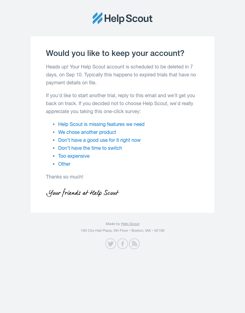  - Thanks for trying Help Scout