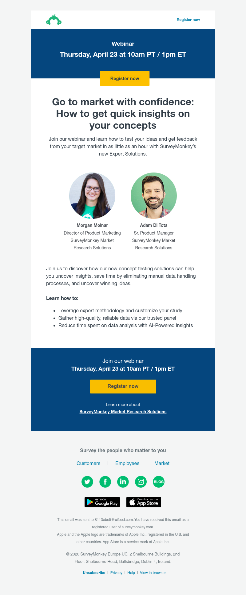 SurveyMonkey - [Webinar tomorrow] Go to market with confidence