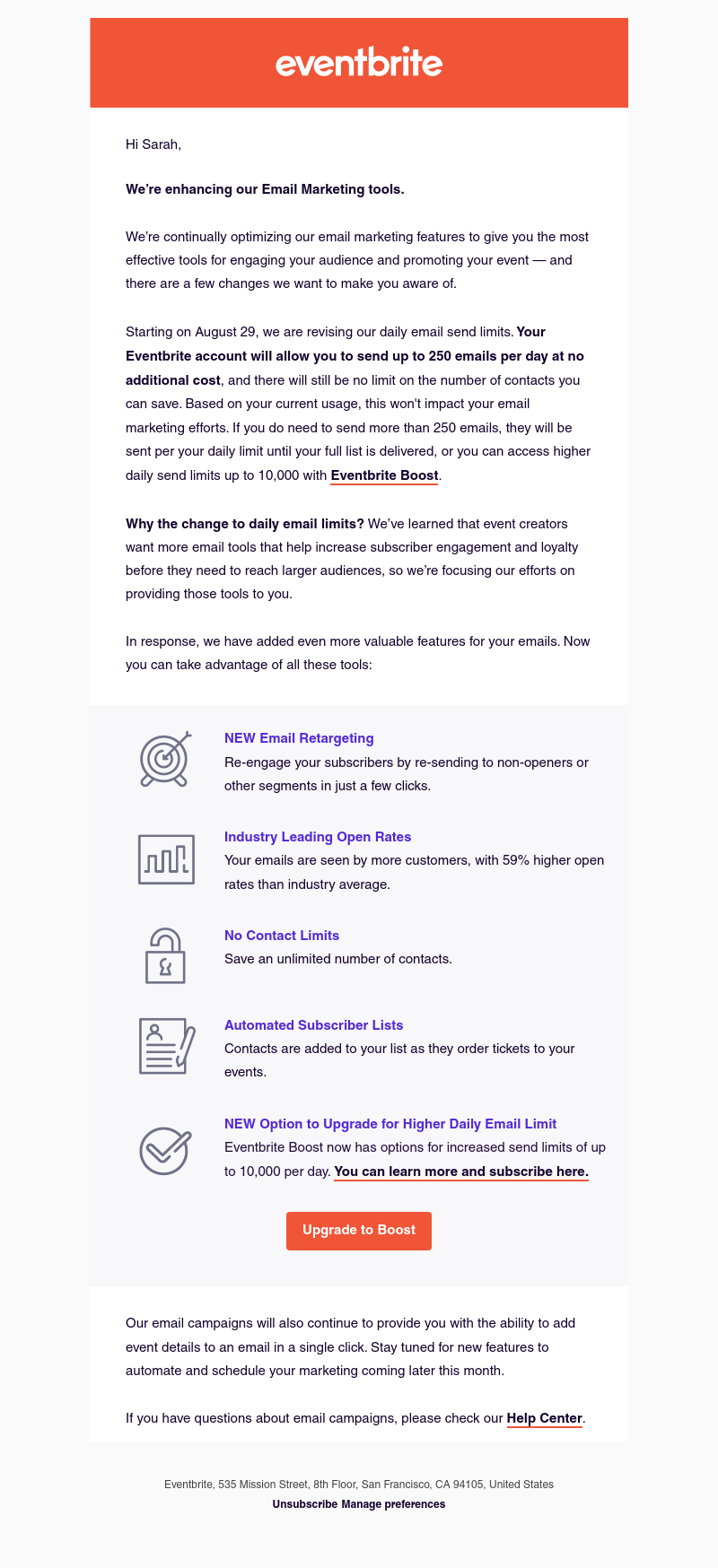 Eventbrite - Changes to our Email Marketing Tools
