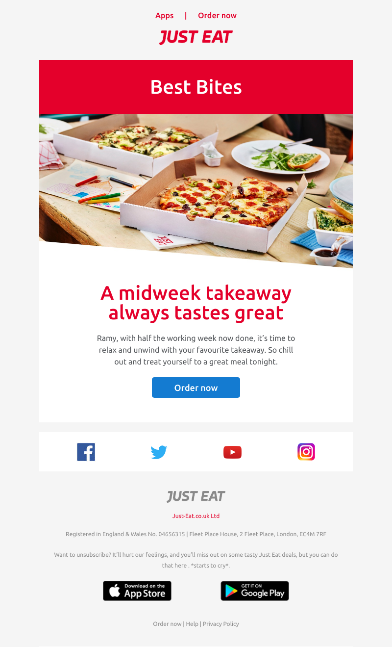 Just Eat - 🚚 Ramy, make Wednesday a takeaway day